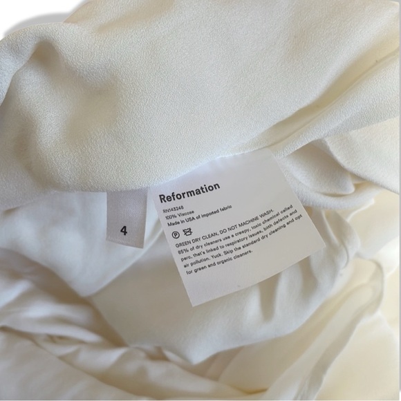 New Reformation Bondi Midi Georgette Side Slit Dress Ivory Size 4 - Picture 13 of 14